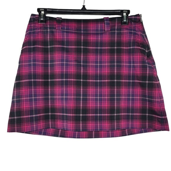 Nike Women's Dri-Fit Golf Skort Plaid Navy and Pink Size 12 - Picture 1 of 9